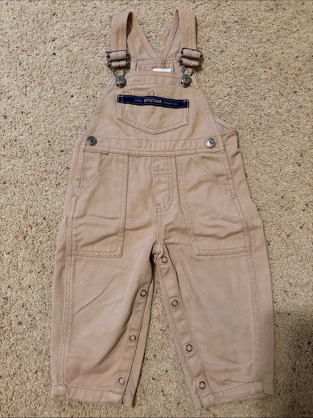 Arizona Jean Company Tan Toddler Overalls with Front Pocket